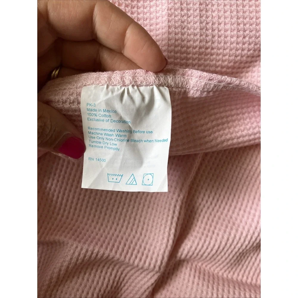 Solid Pink Baby‎ Blanket Thermal Waffle Weave RN 14500 Rounded Corner Lovey